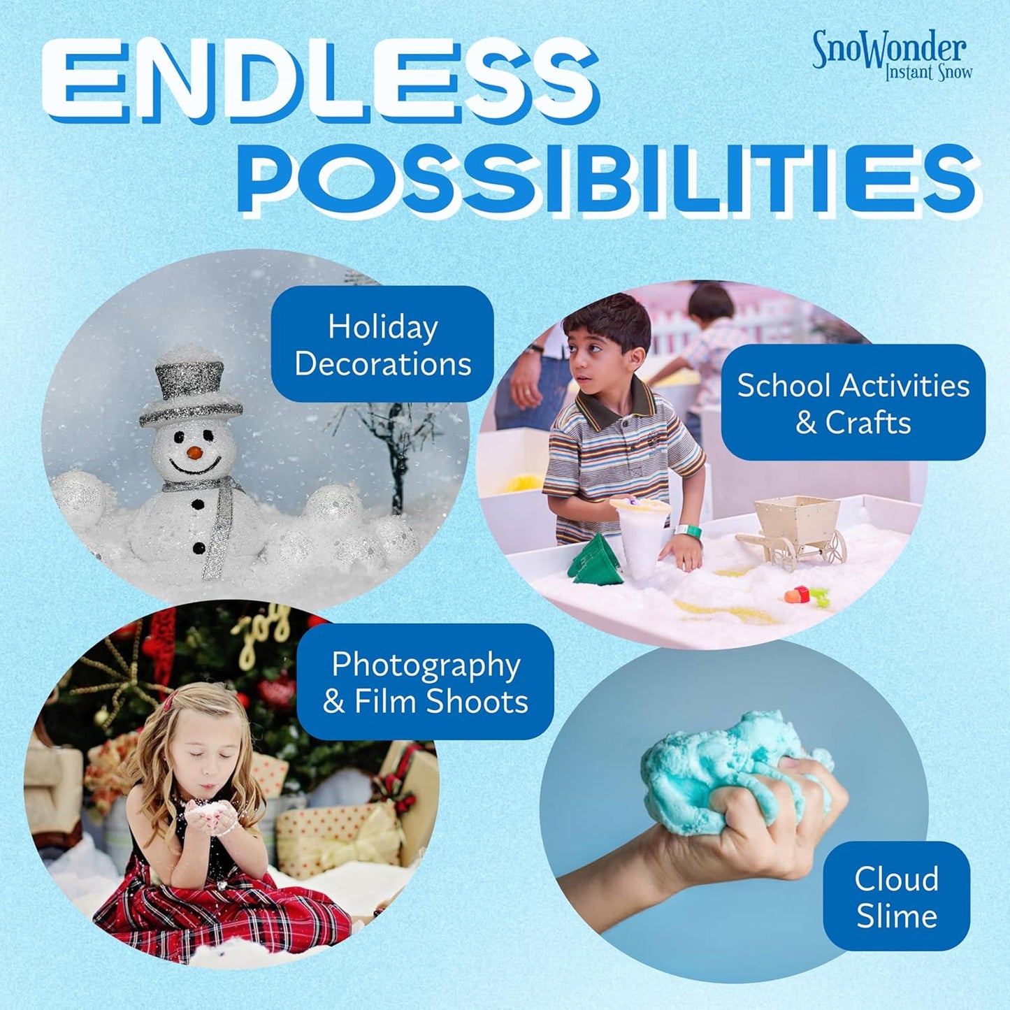 SnoWonder Instant Snow | Create 36 Gallons of Realistic Fake Snow for Fun Crafts & Cloud Slime