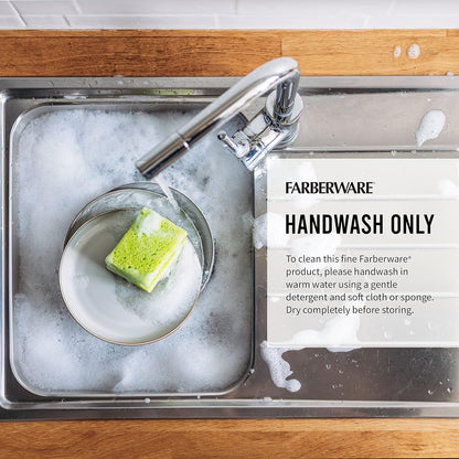 Farberware Plastic Cutting Board with Aqua Nonslip Edges, Stylish Marble Pattern, 11x14-Inch