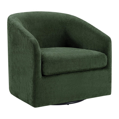 OSP Home Furnishings Parker Upholstered Swivel Tub Accent Chair, Green Fabric