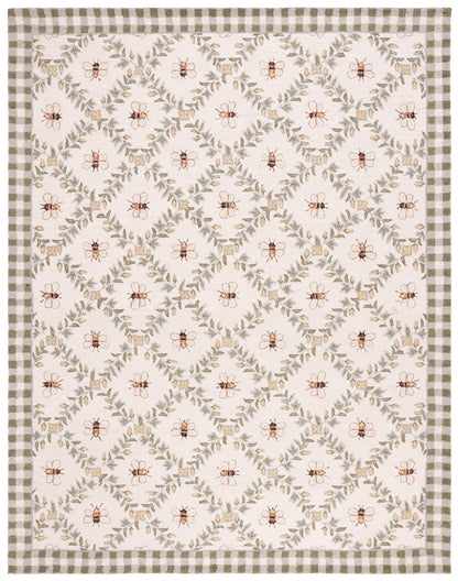 SAFAVIEH Chelsea Collection Area Rug - 10' x 14', Ivory & Green, French Country Trellis Design, Hand-Hooked Wool, Ideal for the Living Room, Bedroom, Dining Room (HK55A-10)