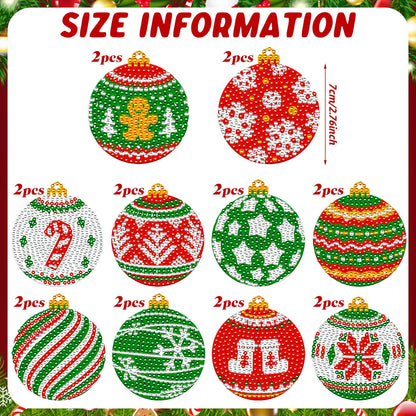 Yuntau 20 Pcs Christmas Ball Diamond Art Ornaments Red Green Diamond Painting Keychain 5d Xmas Tree Hanging Ornaments DIY Christmas Kits for Adults Crafts Holiday Party Decor(Ball)