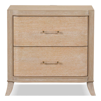 Furniture of America Saries Transitional Solid Wood 30-inch 2-Drawer Nightstand with Acrylic Hardware, Wooden Bedside Table, No Assembly for Bedroom, Guest Room, Space Saving, Natural Oak