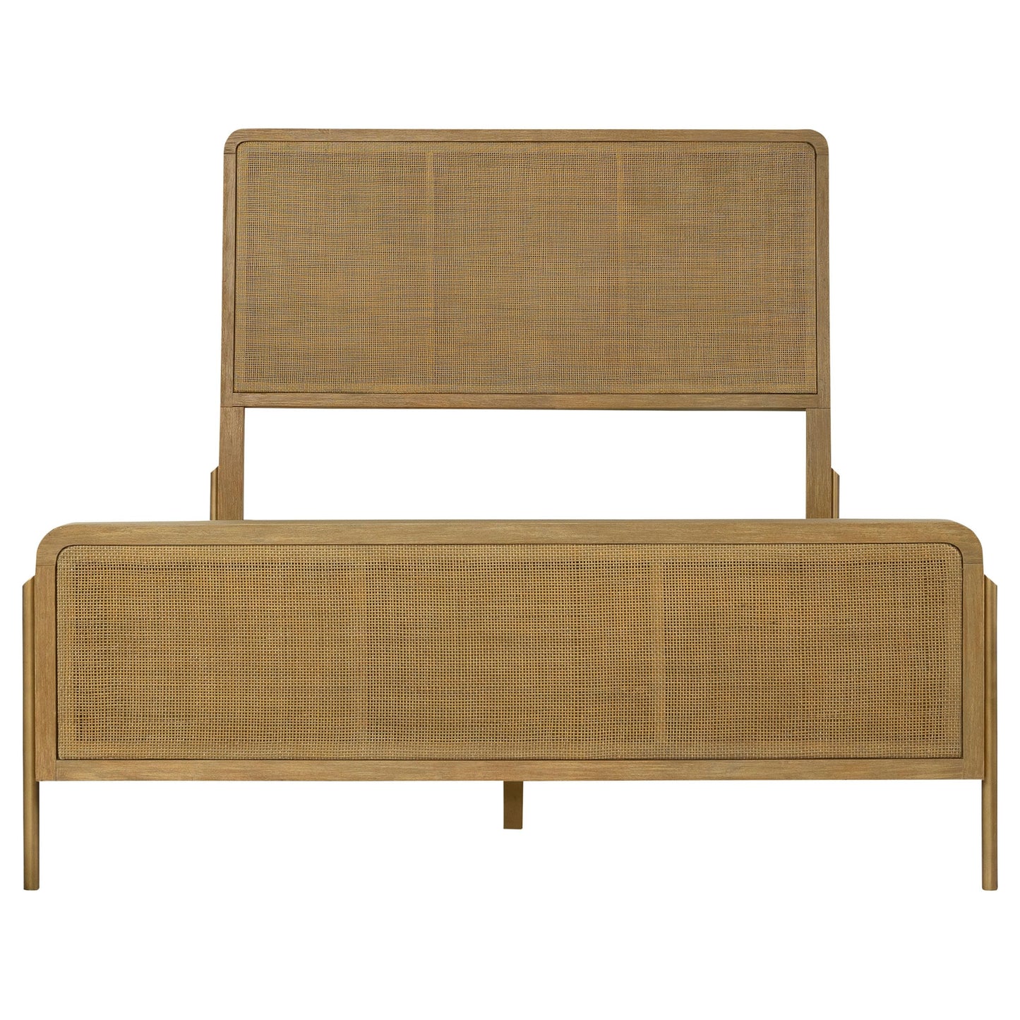 Coaster Home Furnishings - Arini - Wood - Rattan Eastern King Panel Bed with Woven Cane, Metal Tube Legs, and Tall Headboard - Bedroom - Sand Wash and Natural Cane - 224300KE