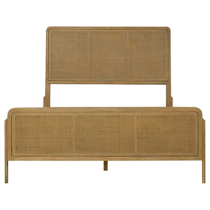 Coaster Home Furnishings - Arini - Wood - Rattan Eastern King Panel Bed with Woven Cane, Metal Tube Legs, and Tall Headboard - Bedroom - Sand Wash and Natural Cane - 224300KE