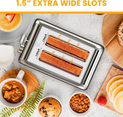 Simple Deluxe 2-Slice Toaster - 3 Function, 6 Browning Settings, Extra Wide Slot & Removable Crumb Tray