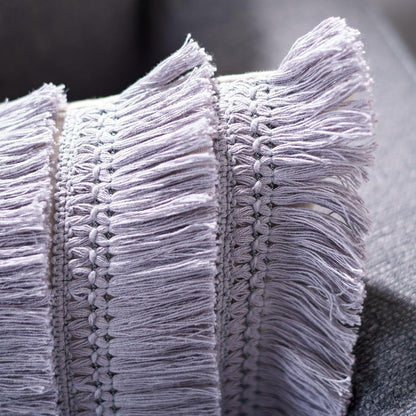 12 20-inch SAFAVIEH Home Collection Grema Boho Fringe Light Grey/Periwinkle x Rectangle Decorative Accent Throw Pillow