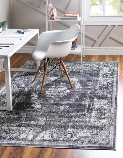 Unique Loom Aarhus Collection Vintage Border Area Rug (10' 0 x 13' 0 Rectangular, Charcoal/Ivory)