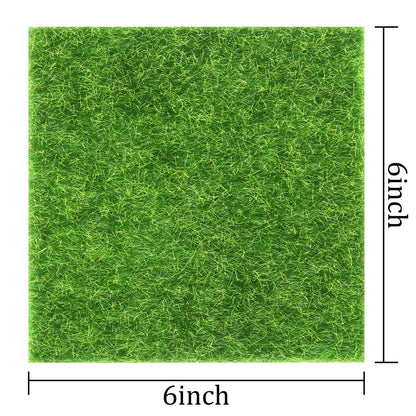 Elcoho 10 Pieces Fake Grass for Crafts Fairy Garden 6 x 6 Inches Artificial Garden Grass for Miniature Ornament Dollhouse DIY Decoration