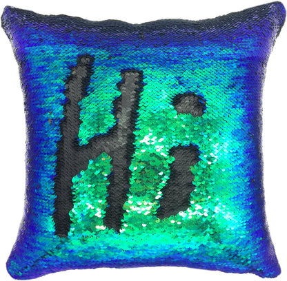 YOUR SMILE Mermaid Throw Pillow Case, Magic Reversible Sequins Decorative Cushion Cover, 16 x 16 Inches