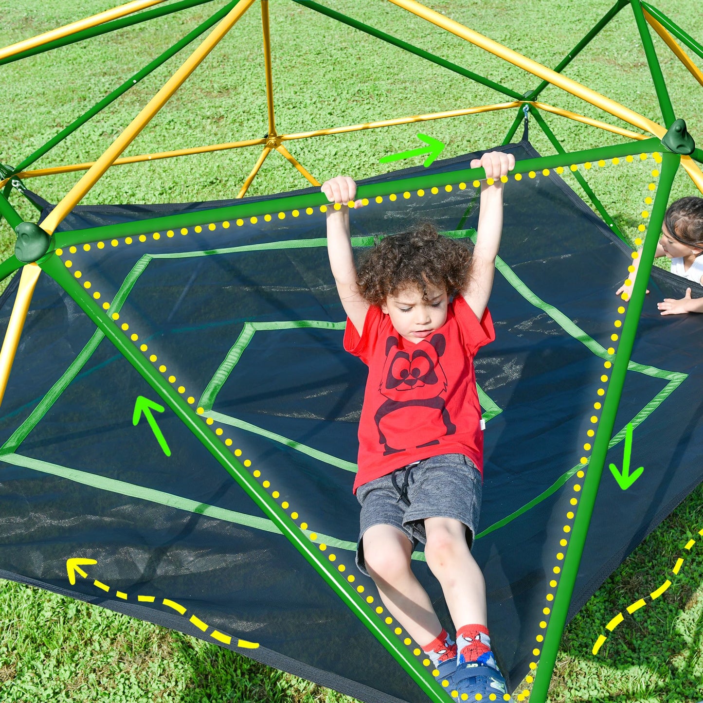 Virubi 13 FT Climbing Dome with Hammock for Kids 3-10, Outdoor Play Equipment Supporting 1000 lbs, Anti-Rust Jungle Gym, Easy Assembly Geometric Dome Climber Play Center