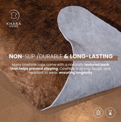 Khara Home Premium 100% Genuine Cowhide Rug Large 5x7 Ft Leather Area Rug for Living Room, Cozy, Unique, and Durable, Western Home Decor – from Argentina (Black & White, 5 x 7)