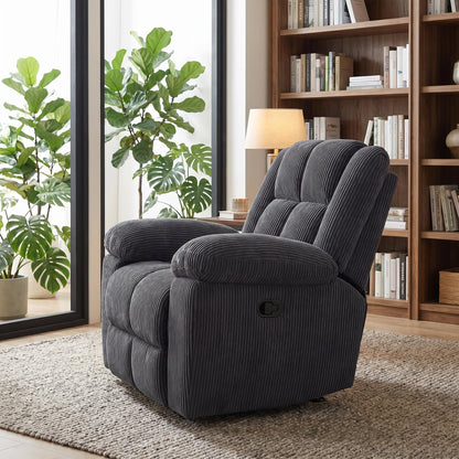 Trygoal Manual Recliner Chair, Nursery Rocking Chair, Recliner Chair for Adults, Lazy Boy, Gaming Recliner wih Overstuffed Arms, Suitable for Home Theater, Living Room, Bedroom, Dark Grey
