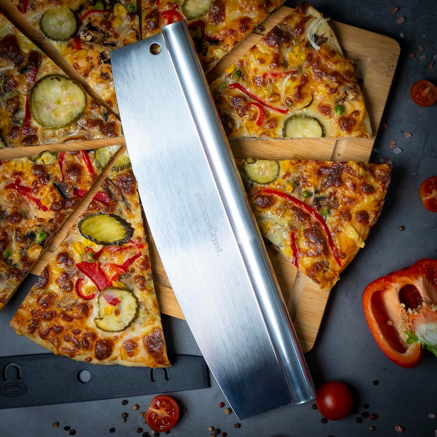 armeroCrust 13.8 Inch Pizza Cutter Rocker Blade - Easy Slicing - Premium Finish Pizza Slicer with Time Saving Pizza Cutter Rocker Design