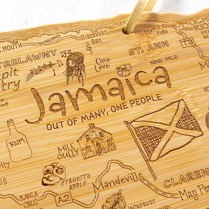Totally Bamboo Destination Jamaica Shaped Cutting Board Bamboo Charcuterie and Serving Board with Hang Tie for Wall Display