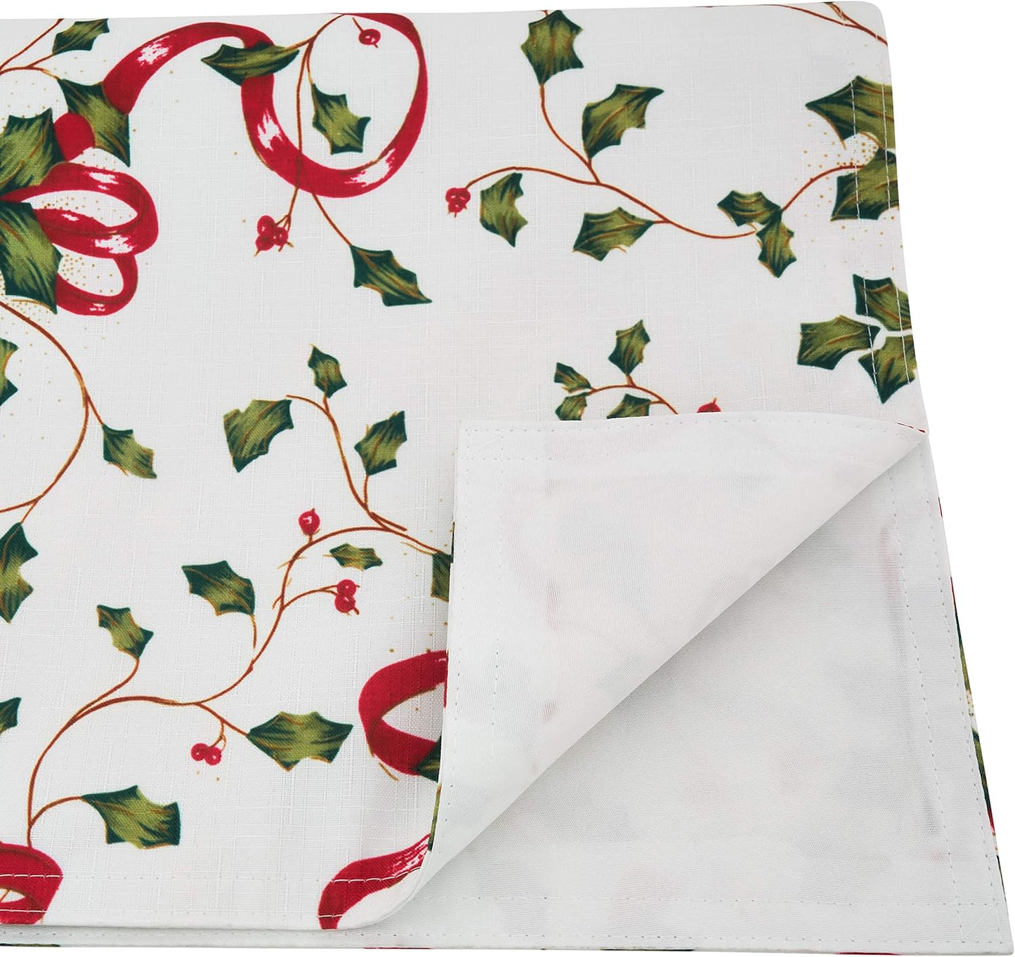 SARO LIFESTYLE Holiday Collection Table Runner, Holly and Ribbon Design, 16" x 72", Multi (3175.M1672B)