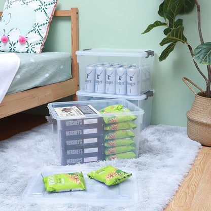 Citylife 32 QT Plastic Storage Bins - Stackable Latching Containers for Organizing Garage, Closet & Kitchen | 4-Pack
