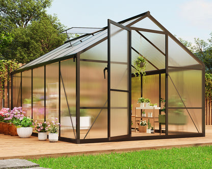 IDEALHOUSE 8×10 FT Greenhouse, Large Walk in Greenhouses for Outdoors and Garden Planting, Polycarbonate Greenhouse with Enhanced Aluminum Frame, Green Houses with Quick Setup Structure and Roof Vent
