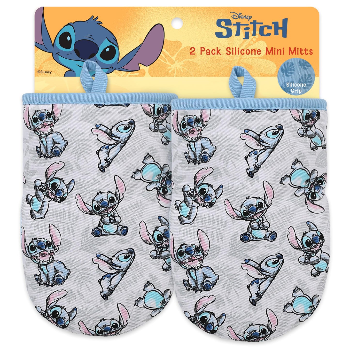 Disney Oven Mitts - 5.5” x 7.5” Heat-Resistant Mini Oven Mitts with Non-Slip Printed Silicone Disney Silhouettes - Pot Holders for Kitchen- Mickey & Minnie, Stich, Winnie the Pooh