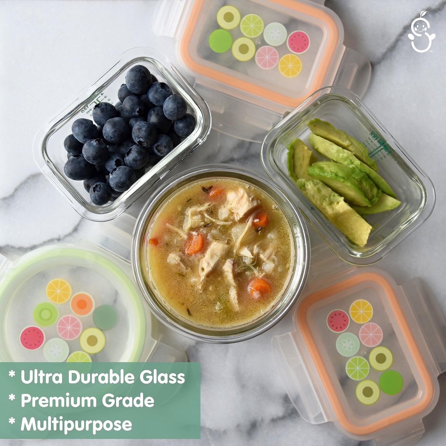 Sage Spoonfuls Glass Baby Food Containers with Lids - 6 Pack, 4 oz & 7oz Baby Food Jars, Durable, Leakproof, Airtight, Freezer Storage, Reusable Glass Baby Food Containers, Microwave & Dishwasher Safe