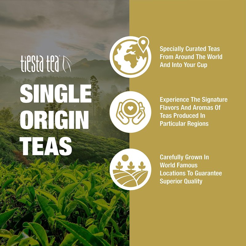 Tiesta Tea - Single Origin Tea Sampler Dry Flight Set, Mother's Day Loose Leaf, High to Low Caffeine, Makes Hot & Iced, Assorted Brew Sets with Green, White, Black & Oolong, 7 Sample Pouches
