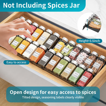 BOIVSHI Spice Drawer Organizer, 4 Tier Metal Spice Organizer for Drawer Insert, Spice Organization for Drawer, Kitchen, Countertop, Pantry (Jars Not Included)