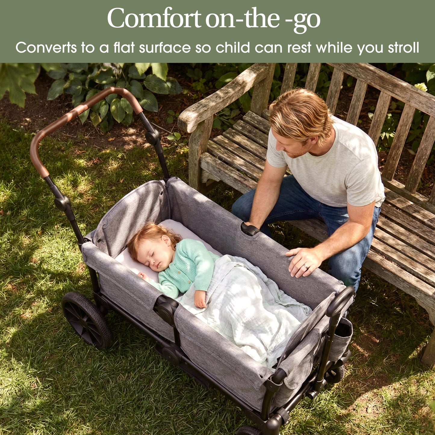 Evolur Trailblazer Wagon Double Stroller in Grey, Foldable Infant and Toddler Stroller Wagon, 5-Point Harness, Removable Canopy, All-Terrain Wheels, Spacious Storage for 2 Kids