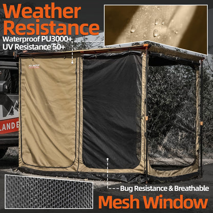 ALL-TOP Awning Room with Floor 8.2' x 10' Rip-Stop 210D Oxford Awning Tent with Bug-Resistance Mesh, Waterproof Sun Shelter for Overland, Camping(Black Coating, Room Only)