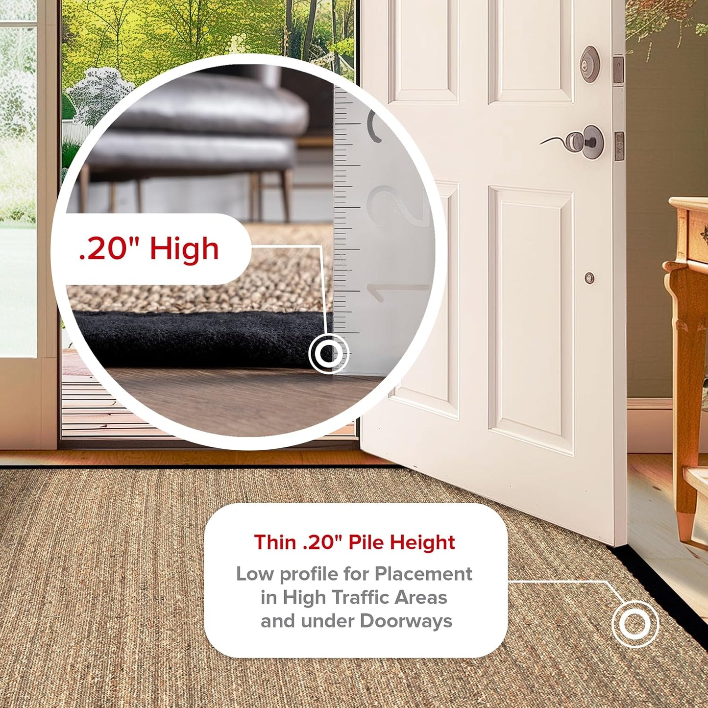nuLOOM 2x3 Elijah Seagrass Area Rug, Black, Solid Farmhouse Style, Natural Fiber for Bedroom, Dining Room, Office