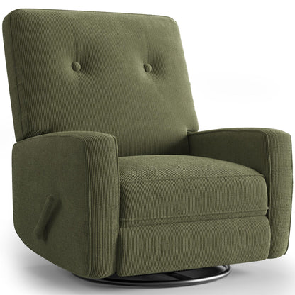 IDEALHOUSE Recliner Chair, 360° Swivel Rocking Glider Chair for Adults with Adjustable Backrest & Footrest, Cozy Corduroy Upholstered Armchair for Living Rooms, Bedrooms, Apartments, Green
