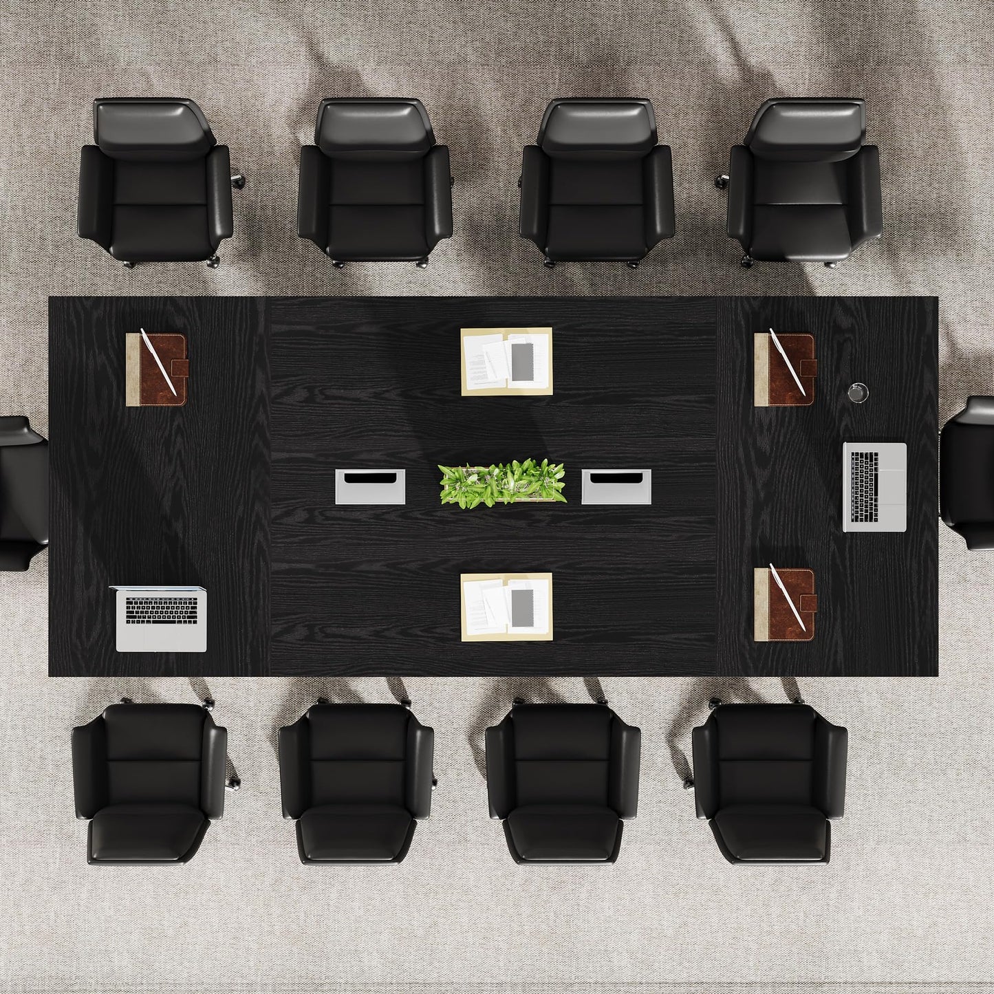 Tribesigns 8ft Conference Table, Large Meeting Table for 8-10 People, Business Seminar Furniture for Office Conference Room (1, Black)