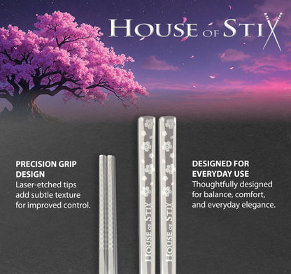 Stainless Steel Chopsticks – 5 Pairs 304 Food-Grade Metal, Reusable Dishwasher Safe, Non-Slip Laser Engraved, Japanese Korean Style Gift Set