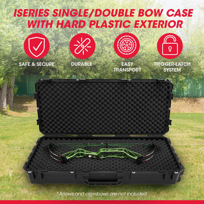 SKB Cases iSeries 4719-8 Ultimate Single or Double Bow Case, Hard Plastic Case for 44-Inch and 46-Inch Bows, Includes Trigger-Release Latch System