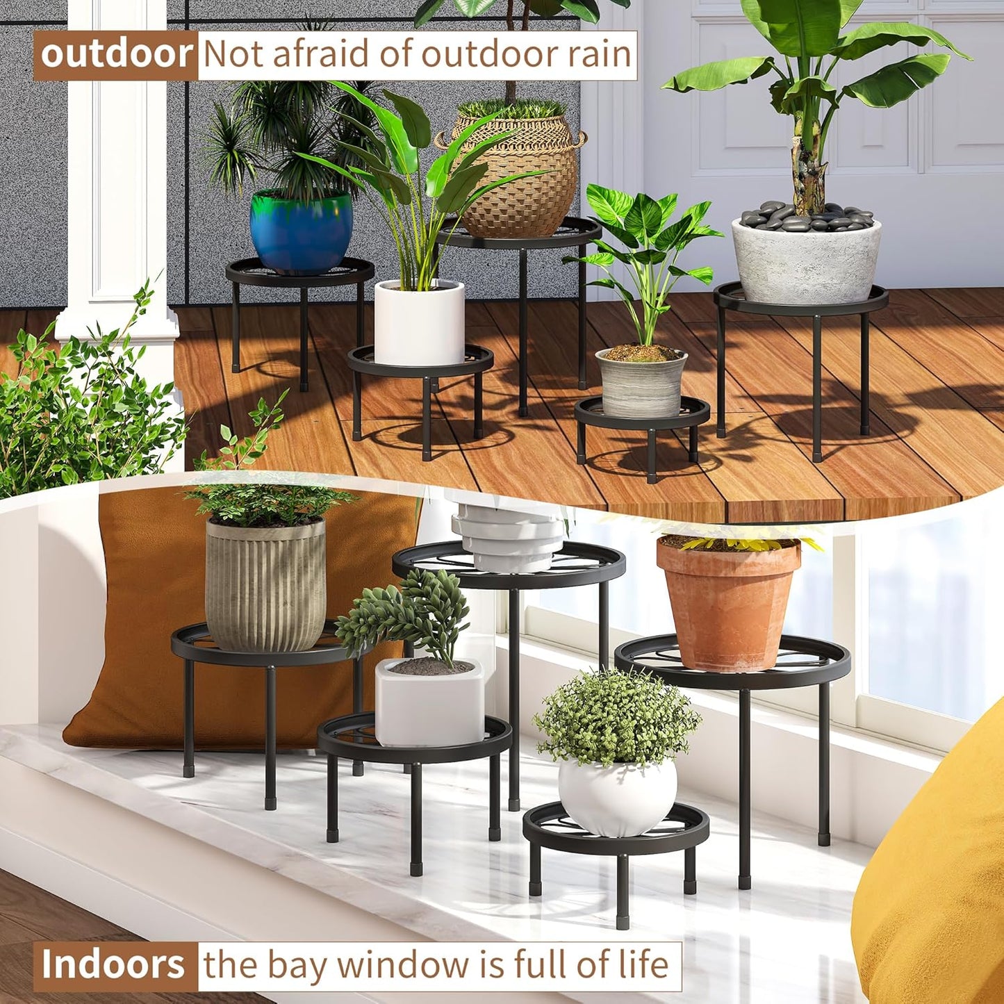 5 Pack Metal Plant Stand Indoor Outdoor Heavy Duty Plant Stands Anti-Rust Iron Flower Pot Stands,Flower Pot Stand Plant