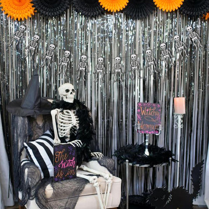 Halloween Skeleton Garland - Felt Halloween Birthday Party Banner, Gothic Theme Party Supplies, Bachelorette Parties Decoration and Gothic Weddings, Skeleton Decorations Cake Smash Photo Props
