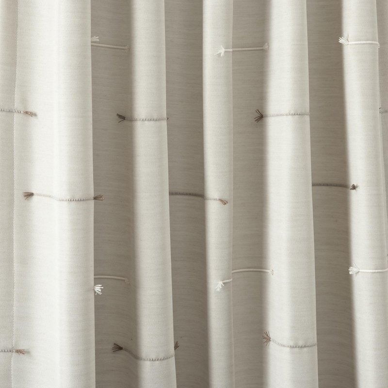 Lush Decor Boho Stripe Clip Jacquard Window Curtain Panels Pair 42" W x 84" L Neutral & Brown - Beige Curtains for Living Room - Modern Bedroom Curtains