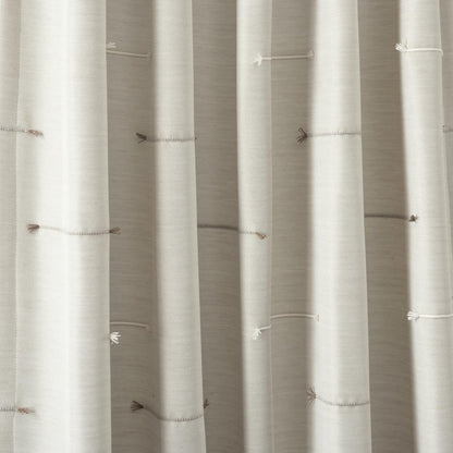 Lush Decor Boho Stripe Clip Jacquard Window Curtain Panels Pair 42" W x 84" L Neutral & Brown - Beige Curtains for Living Room - Modern Bedroom Curtains