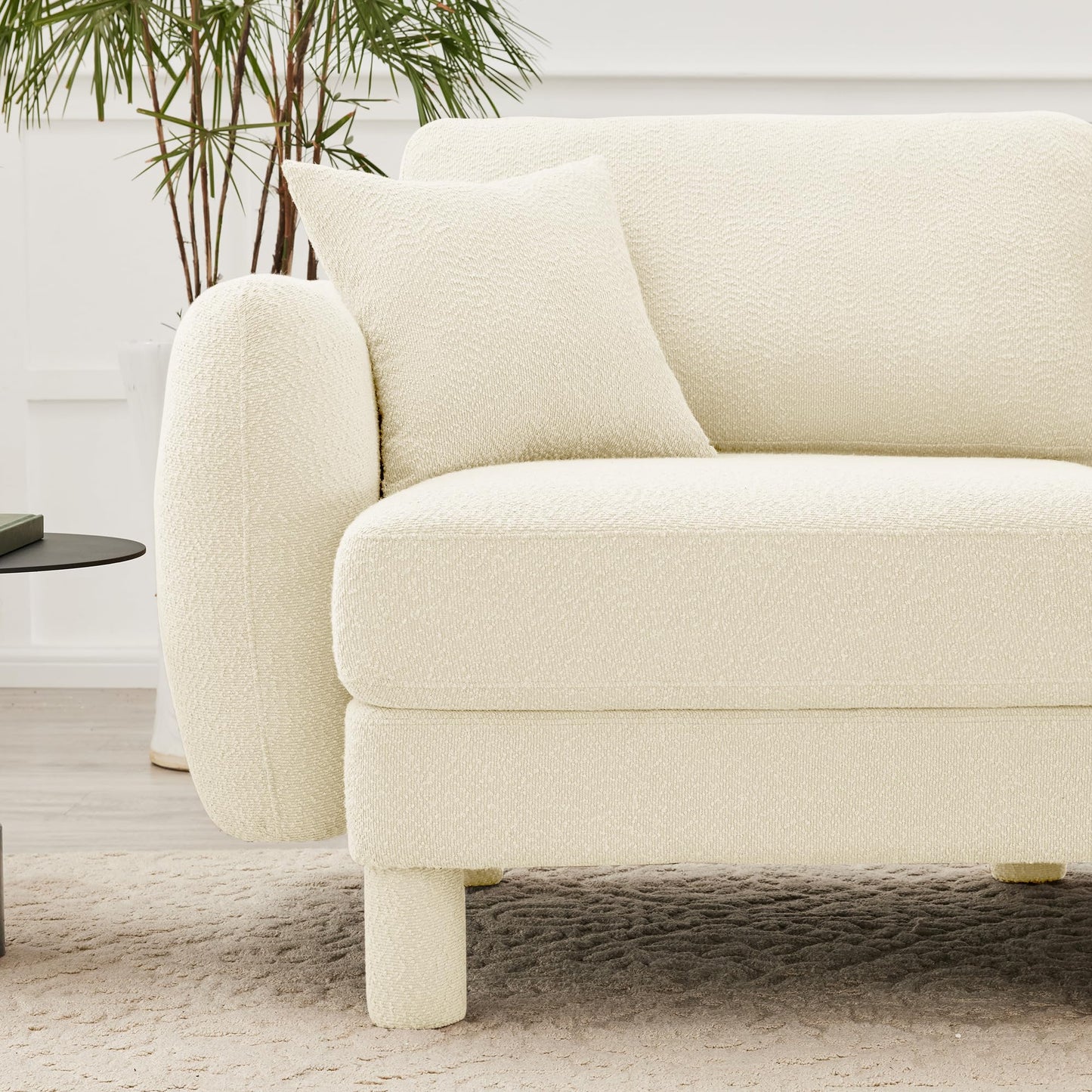 Eafurn 78" Modular Sectional Loveseat Sofa, Comfy L Shaped Sofa Couch, Boucle Chenille Love Seat Modular Sectional Couch with Movable Ottoman for Living Room, Bedroom