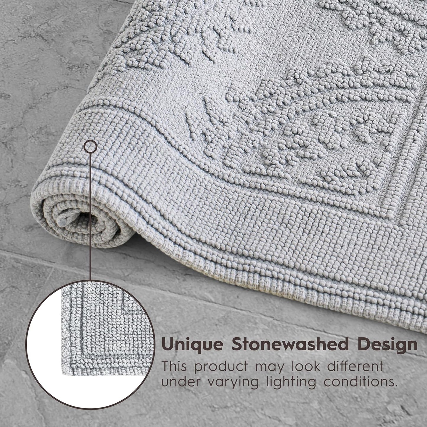Jean Pierre New York Cotton StoneWash Medallion Bath Rug, 17x24 in., Gray