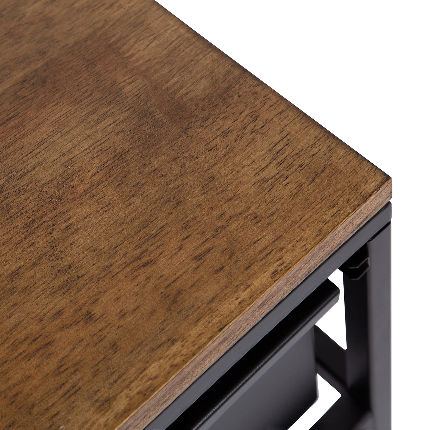 Kate and Laurel Randall Decorative Storage Table, 24 x 12 x 26, Natural Wood and Black, Decorative Casual Industrial Modern Multi-Use Storage