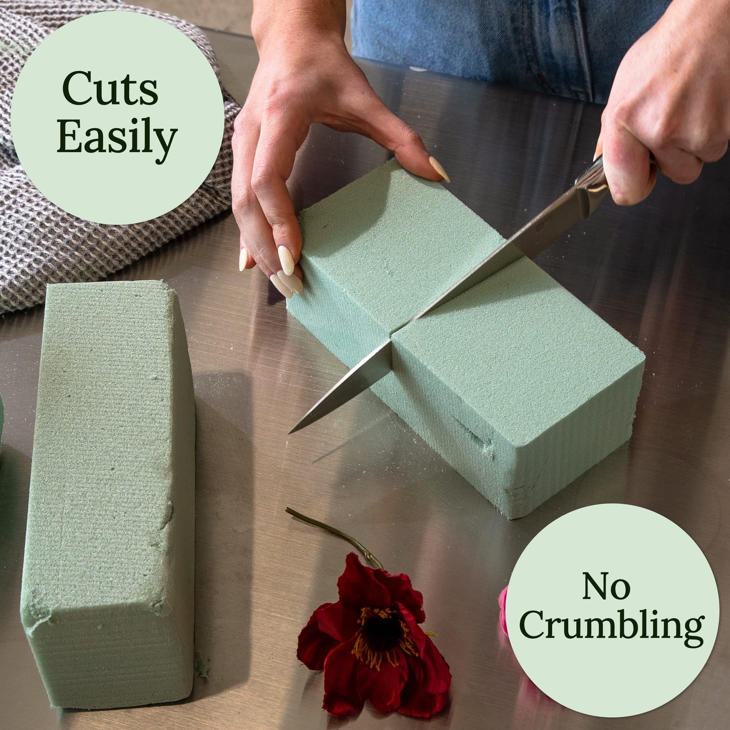 Kedudes Premium Dry Floral Foam Blocks 12-Pack - Foam Blocks for Flower Arrangements and Crafts - Dry Foams for Artificial Flowers, Silk Displays, Weddings - Green Bricks for DIY Decoration Projects