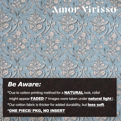 20x20 Inch Amor Virisso Floral Pillow Covers Farmhouse Block Print Pillow Cover Accent Square Neutral Modern Decorative