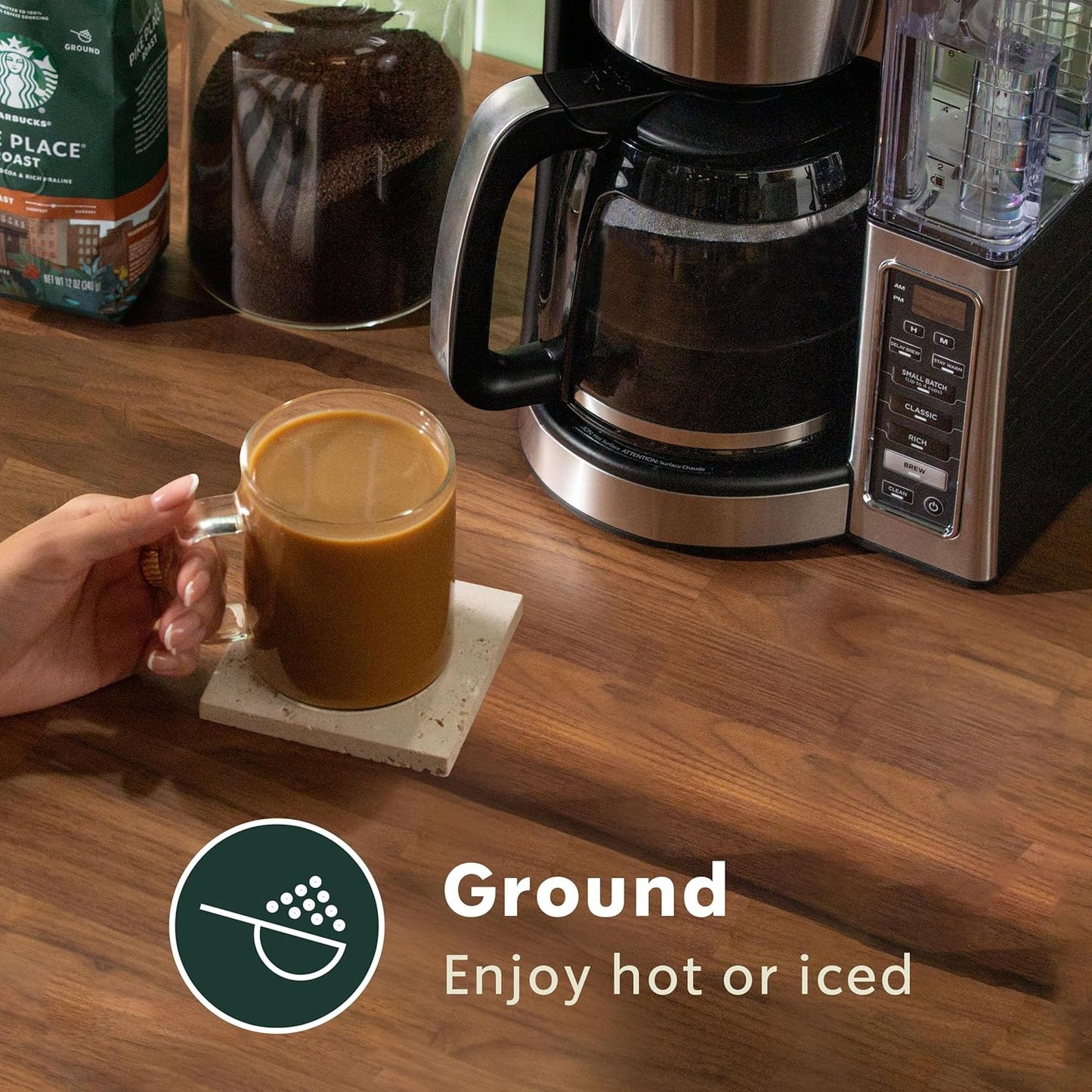 Starbucks Ground Coffee - Medium Roast Pike Place Roast for Hot or Iced Coffee | 12 oz