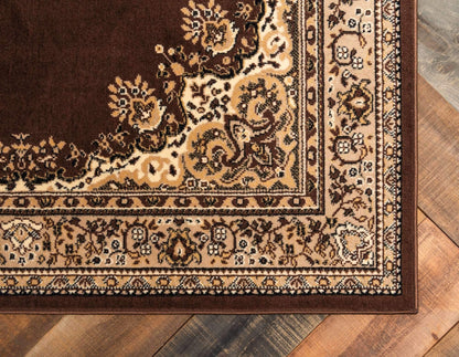 Unique Loom Reza Collection Traditional Persian Style Area Rug, 9 ft 10 in x 13 ft, Brown/Ivory
