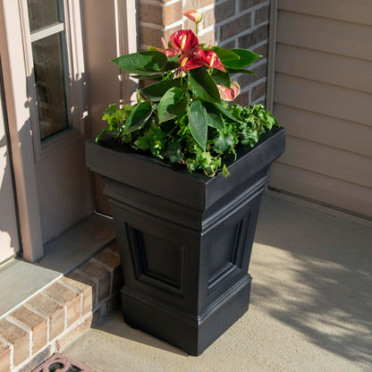 Step2 2-Pack 24" x 15.5" x 15.5" Atherton Square Planter Box and 39" x 24" x 19.5" Atherton Large Planter Box, Black