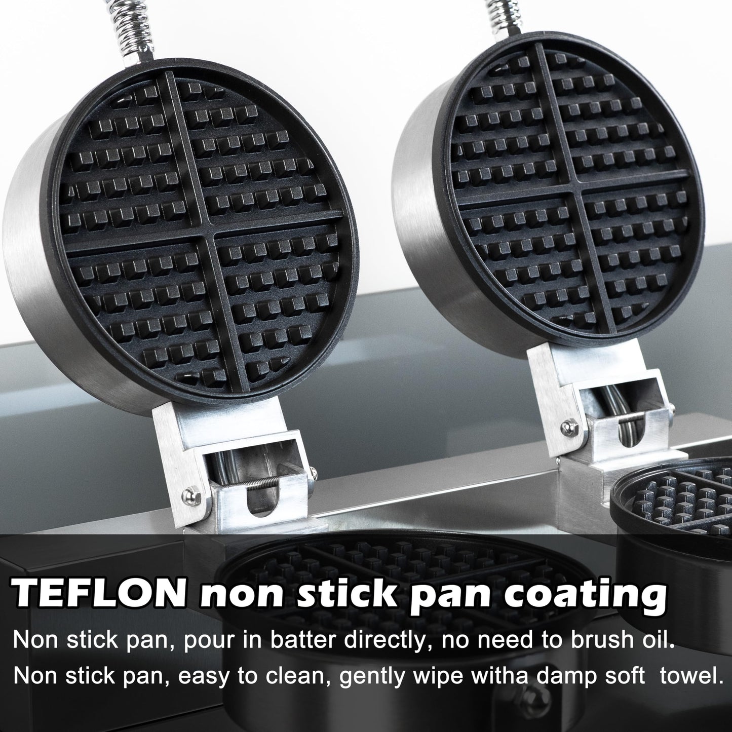 110V 2600W Commercial Double Waffle Maker,Non-Stick Commercial Waffle Baker,Stainless Steel Belgian Waffle Iron for Restaurant Party Food Stall, Bakery Snack Bar Family