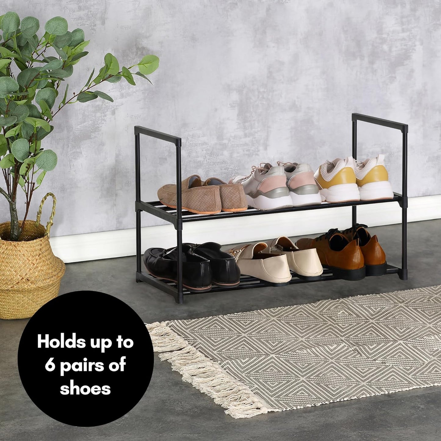 17x26.5 2 Closets, Americanflat Shoe Organizer - Tier Shoe Rack Storage Shelf with Sturdy Steel Frame - Ideal