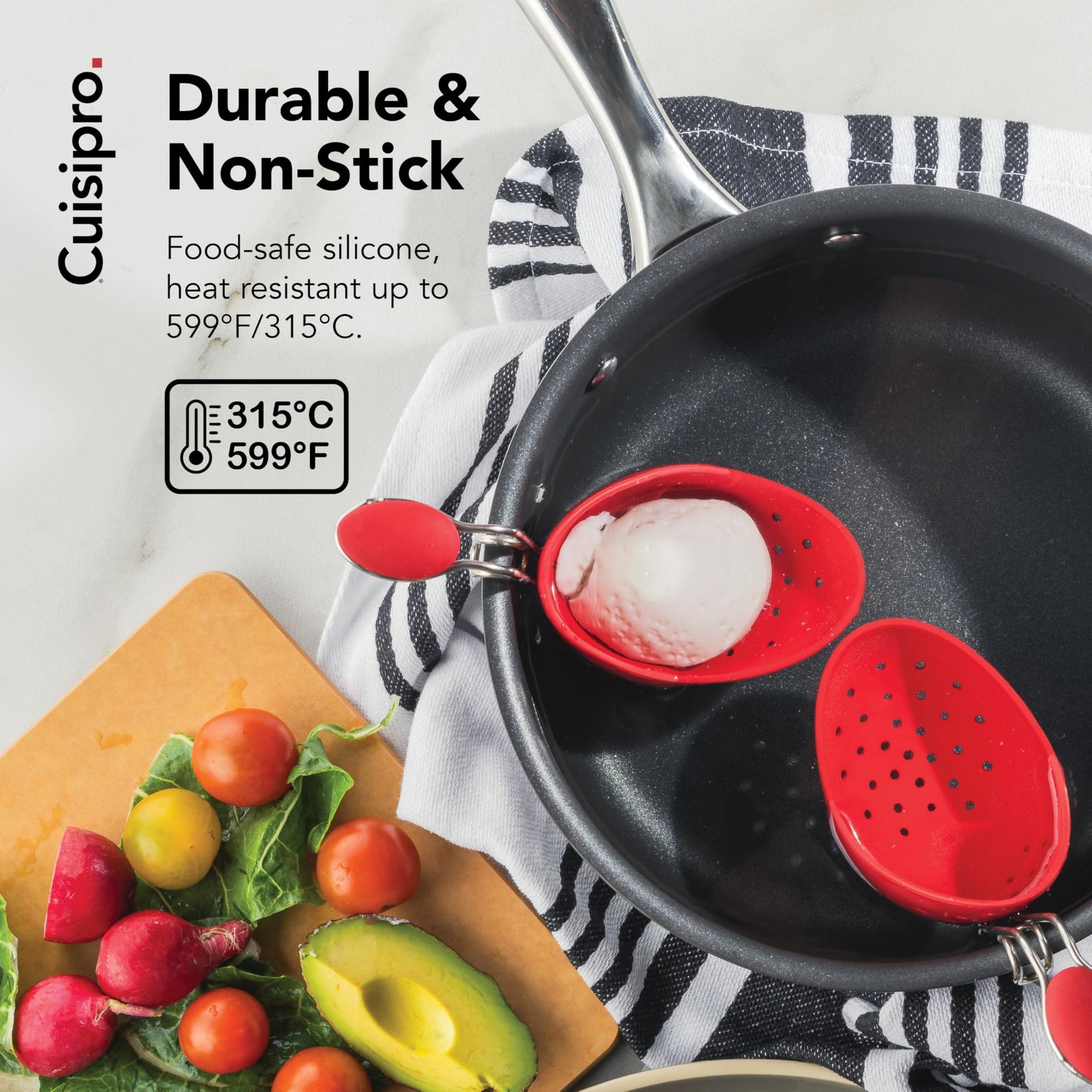 Browne & Co Cuisipro Egg Silicone Poacher Set of 2, Red