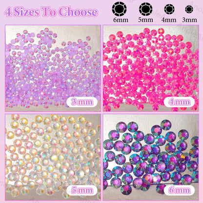 22000Pcs Pink Purple Rhinestones for Bedazzling, Jelly Resin Gem Rhinestones3-5mm, Purple Gems Bedazzling Kit for Crafting, Flatback Color Gems for Nails Face Makeup Tumblers