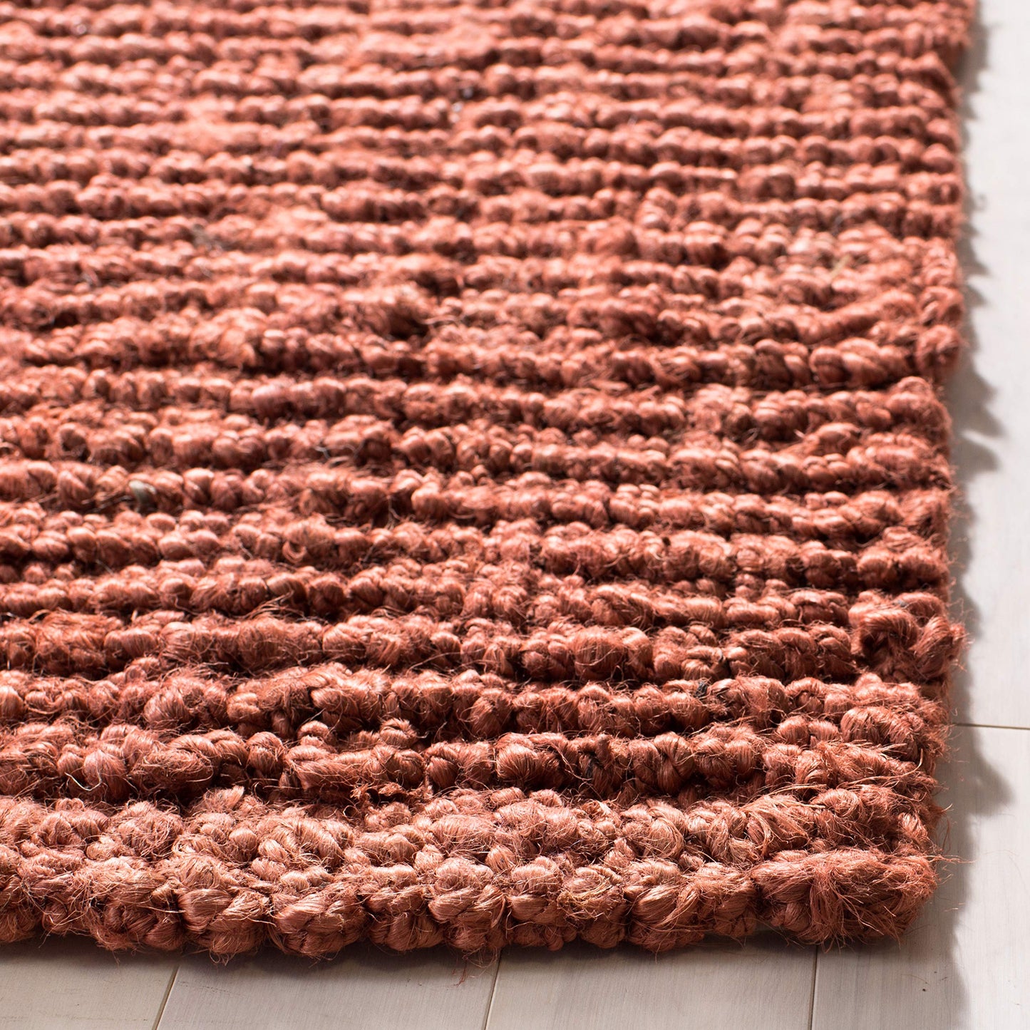 SAFAVIEH Area Rug 8x10 - Natural Fiber Collection - Large - Rust, Handmade Jute, Farmhouse Style, Chunky Textured Thick Pile (NF447C)
