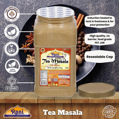 Rani Tea (Chai) Masala Indian Spice Blend 80oz (5lbs) 2.27kg Bulk PET Jar ~ All Natural | Vegan | Gluten Friendly | Salt & Sugar Free | NON-GMO | No Colors | Indian Origin
